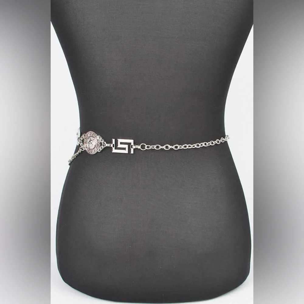 Gold or Silver Medallion Chain Statement Belt